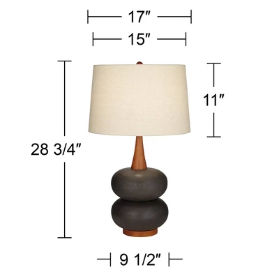 360 Lighting Amelia 28 3/4" Tall Mid Century Modern End Table Lamp Matte Black Ceramic Wood Single Living Room Bedroom Bedside Oatmeal Shade 7 360 Lighting Amelia 28 3/4" Tall Mid Century Modern End Table Lamp Matte Black Ceramic Wood Single Living Room Bedroom Bedside Oatmeal Shade - Image 7
