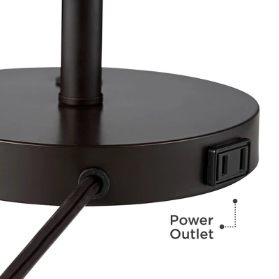 360 Lighting Heyburn Modern Accent Table Lamps 20" High Set Of 2 Bronze With USB And AC Power Outlet In Base Oatmeal Cylinder Shade For Bedroom Desk 5 360 Lighting Heyburn Modern Accent Table Lamps 20" High Set Of 2 Bronze With USB And AC Power Outlet In Base Oatmeal Cylinder Shade For Bedroom Desk - Image 5