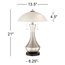 360 Lighting Simon Modern Accent Table Lamps Set Of 2 21" High Silver With USB Charging Port White Glass Dome Shade For Bedroom Living Room House Desk -Outlet 360 Lighting Store GUEST 59be30bd 9312 4556 be94 da36f3f8f371