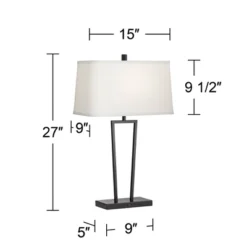 360 Lighting Cole Modern Table Lamps 27" Tall Set Of 2 Black Metal With USB Charging Ports White Rectangular Shade For Bedroom Living Room Bedside -Outlet 360 Lighting Store GUEST 5ad108d5 96c0 471a 8f11 df4a1a1a43c2