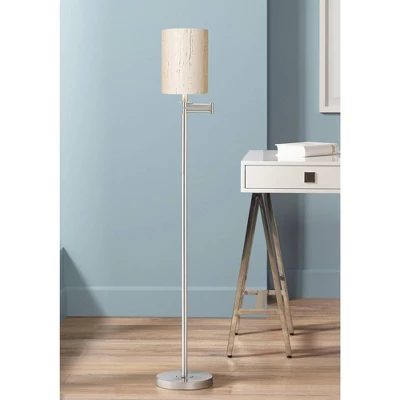 360 Lighting Modern Swing Arm Floor Lamp 60.5" Tall Brushed Nickel Ivory Natural Linen Cylinder Shade For Living Room Reading Bedroom Office 1 360 Lighting Modern Swing Arm Floor Lamp 60.5" Tall Brushed Nickel Ivory Natural Linen Cylinder Shade For Living Room Reading Bedroom Office