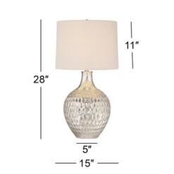 360 Lighting Waylon Modern Table Lamp 28" Tall Textured Mercury Glass Off White Tapered Drum Shade For Bedroom Living Room Bedside Nightstand Office -Outlet 360 Lighting Store GUEST 5bf090a1 36cf 48cf a0a1 028d6ce81919