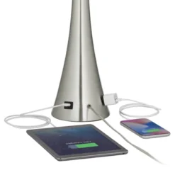 360 Lighting Karl Modern Table Lamps 27 1/2" Tall Set Of 2 Brushed Nickel With USB And Outlet White Drum Shade For Bedroom Living Room House Bedside -Outlet 360 Lighting Store GUEST 5d8fe791 e1dc 43f6 b636 8b8c627300b3