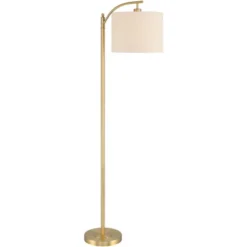 360 Lighting Modern Downbridge Floor Lamp 61 1/2" Tall Warm Gold Metal Off-White Linen Drum Shade For Living Room Reading Bedroom -Outlet 360 Lighting Store GUEST 600eb201 2466 49b5 8dfc a11f9b237f06