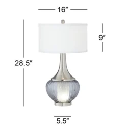 360 Lighting Courtney Modern Table Lamps 28 1/2" Tall Set Of 2 Fluted Smoked Glass With Nightlight White Linen Drum Shade For Living Room Nightstand -Outlet 360 Lighting Store GUEST 60ab333c 4920 445c b40e 3ccf9b8671c1