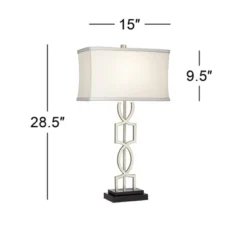 360 Lighting Evan Modern Table Lamps 28 1/2" Tall Set Of 2 Brushed Nickel With USB Charging Port White Rectangular Shade For Bedroom Living Room House -Outlet 360 Lighting Store GUEST 60f93891 392d 4390 b0fe ba6ca2ca90f1