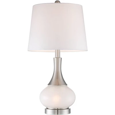 360 Lighting Serrena Modern Accent Table Lamp 23" High White Glass Brushed Nickel Metal With Nightlight Drum Shade For Bedroom Living Room House Home 5 360 Lighting Serrena Modern Accent Table Lamp 23" High White Glass Brushed Nickel Metal With Nightlight Drum Shade For Bedroom Living Room House Home - Image 5