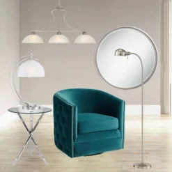 360 Lighting Ridley Modern Floor Lamp Standing 61" Tall Satin Nickel Metal Adjustable Gooseneck Arm For Living Room Reading Bedroom Office House Home -Outlet 360 Lighting Store GUEST 612ac612 cf79 4957 a03e 387361ba256a