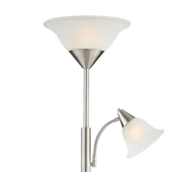 360 Lighting Jordan Modern Torchiere Floor Lamp With Side Lights 71 1/2" Tall Brushed Nickel Alabaster Glass Shade For Living Room Reading Bedroom -Outlet 360 Lighting Store GUEST 6168e516 8e3f 4dba 81e9 9c592ce29c01