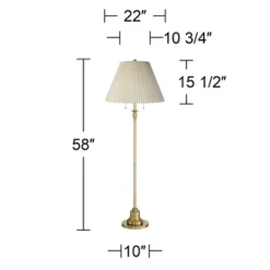 360 Lighting Spenser Retro Art Deco 58" Tall Floor Lamp Brushed Antique Brass Beige Fabric Pleated Empire Shade For Living Room Bedroom -Outlet 360 Lighting Store GUEST 6206b149 671d 48e8 86ce 2326c054579f