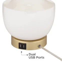 360 Lighting Nesbit Modern Mid Century Table Lamps 25" High Set Of 2 White Ceramic With USB Charging Port Drum Shade For Bedroom Living Room Bedside -Outlet 360 Lighting Store GUEST 628b89c5 b69c 48a2 9eba 40011b5169fc