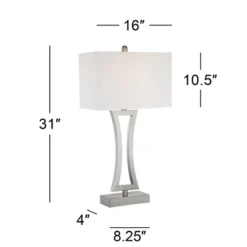 360 Lighting Roxie Modern Table Lamps 31" Tall Set Of 2 Brushed Nickel Metal Off White Fabric Rectangular Shade For Bedroom Living Room Bedside Office -Outlet 360 Lighting Store GUEST 63341254 36f6 45f0 af3e 3df14056e156