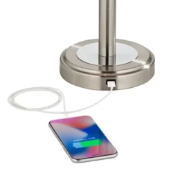 360 Lighting Camile Modern Table Lamps 25" High Set Of 2 Brushed Nickel With Table Top Dimmers USB Charging Port Off White Drum Shade For Office Desk -Outlet 360 Lighting Store GUEST 63eb9f7d 0464 464c 873c 9d1522555def