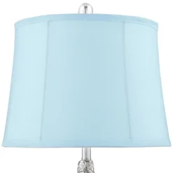 360 Lighting Sergio Modern Accent Table Lamps 23 1/2" High Set Of 2 Chrome Clear Acrylic With USB Charging Port Blue Softback Drum Shade For Home Desk