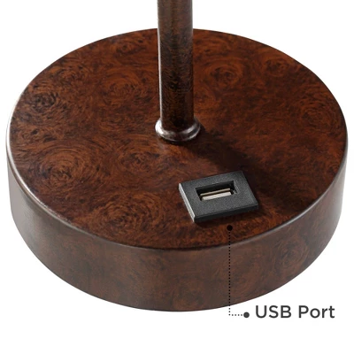 360 Lighting Justin Modern Accent Table Lamps 18 1/4" High Set Of 2 Marbled Bronze Metal With USB Charging Ports Oatmeal Drum Shade For Bedroom Desk 4 360 Lighting Justin Modern Accent Table Lamps 18 1/4" High Set Of 2 Marbled Bronze Metal With USB Charging Ports Oatmeal Drum Shade For Bedroom Desk - Image 4