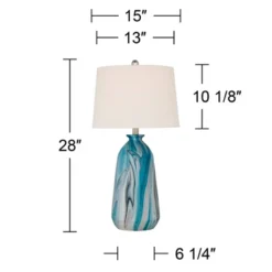 360 Lighting Carlton Modern Coastal Table Lamps 28" Tall Set Of 2 Swirling Blue Faux Marble White Tapered Drum Shade For Bedroom Living Room Bedside -Outlet 360 Lighting Store GUEST 6583631e 7494 4d80 8b0f 421c3afa93a2
