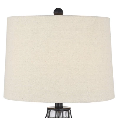 360 Lighting Hudson Rustic Accent Table Lamps 23" High Set Of 2 Bronze Clear Glass USB Charging Port Drum Shade For Bedroom Living Room Bedside Desk 2 360 Lighting Hudson Rustic Accent Table Lamps 23" High Set Of 2 Bronze Clear Glass USB Charging Port Drum Shade For Bedroom Living Room Bedside Desk - Image 2