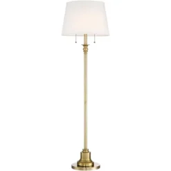 360 Lighting Spenser Vintage Floor Lamp 58" Tall Brushed Antique Brass Metal Off White Linen Drum Shade For Living Room Bedroom Office House Home -Outlet 360 Lighting Store GUEST 67b8f1f0 826b 40da 9f2e de757389ef14