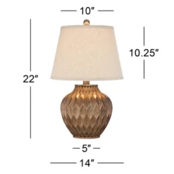 360 Lighting Buckhead Modern Accent Table Lamp 22" High Warm Bronze Brown Geometric Fabric Drum Shade For Bedroom Living Room Bedside Nightstand -Outlet 360 Lighting Store GUEST 67bd50d3 9b9b 402e a357 efc3e7b062b7
