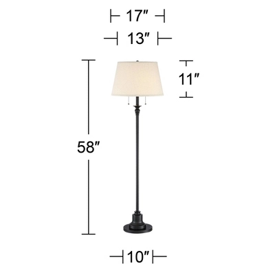 360 Lighting Spenser Rustic Farmhouse Floor Lamp 58" Tall Oiled Bronze Metal Off White Linen Empire Shade For Living Room Bedroom Office House Home 6 360 Lighting Spenser Rustic Farmhouse Floor Lamp 58" Tall Oiled Bronze Metal Off White Linen Empire Shade For Living Room Bedroom Office House Home - Image 6