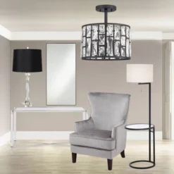 360 Lighting Modern Floor Lamp With Table Glass 62" Tall Black White Fabric Drum Shade For Living Room Reading Bedroom Office -Outlet 360 Lighting Store GUEST 6d427a4f 77ae 4021 8f99 cfd6e608a8b4