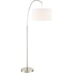 360 Lighting Modern Arc Floor Lamp With USB Charging Port 72" Tall Brushed Nickel White Drum Shade For Living Room Reading House -Outlet 360 Lighting Store GUEST 6e4f6faa 2270 411a 93b6 7bf9d03872e5