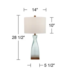 360 Lighting Ryan Modern Coastal Table Lamps 28 1/2" Tall Set Of 2 Blue Glass White Drum Shade For Bedroom Living Room Bedside Nightstand Office House -Outlet 360 Lighting Store GUEST 6e6ed1c2 6249 496d ae36 0c442292a351