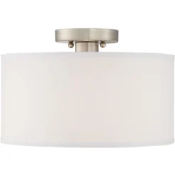 360 Lighting Adams Modern Ceiling Light Semi Flush Mount Fixtures 14" Wide Set Of 2 Brushed Nickel White Fabric Drum For Bedroom Kitchen Living Room -Outlet 360 Lighting Store GUEST 6ebfa7dd 580c 45a6 a7a0 349bdd1cc33c