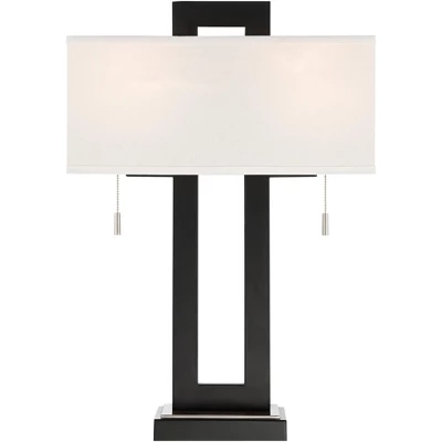 360 Lighting Neil Modern Rustic Table Lamp 26" High Black Metal With USB Charging Port White Rectangular Shade For Bedroom Living Room Bedside Desk 7 360 Lighting Neil Modern Rustic Table Lamp 26" High Black Metal With USB Charging Port White Rectangular Shade For Bedroom Living Room Bedside Desk - Image 7