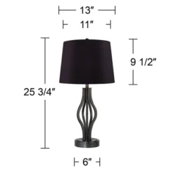 360 Lighting Heather Modern Industrial Table Lamps 25 3/4" High Set Of 2 Dark Iron With USB Charging Port Black Faux Silk Drum Shade For Bedroom Desk -Outlet 360 Lighting Store GUEST 787b6d95 c64a 499b a39f 55fbba9eb732