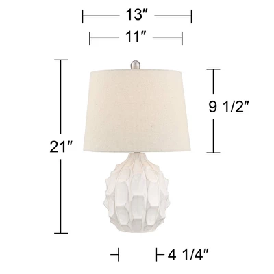360 Lighting Ellen 21" High Sculptured Small Mid Century Modern Coastal Accent Table Lamp White Ceramic Single Living Room Bedroom Bedside Nightstand 7 360 Lighting Ellen 21" High Sculptured Small Mid Century Modern Coastal Accent Table Lamp White Ceramic Single Living Room Bedroom Bedside Nightstand - Image 7