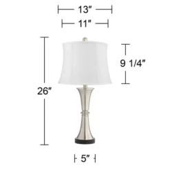 360 Lighting Seymore Modern Table Lamps 26" High Set Of 2 White Softback With USB Charging Port LED Touch On Off Silver Drum Shade For Bedroom Desk -Outlet 360 Lighting Store GUEST 78d69c4f 48d7 45b1 b724 41d5484e8b1d