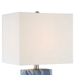 360 Lighting Connie Modern Table Lamps 25" High Set Of 2 Blue Faux Marble With USB Charging Port Table Top Dimmers White Shade For Bedroom Office Desk -Outlet 360 Lighting Store GUEST 79ffbcfa aa17 434a b4be a365c11da786
