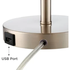 360 Lighting Heyburn Modern Accent Table Lamps 20" High Set Of 2 Brushed Nickel With USB And AC Power Outlet In Base White Cylinder Shade For Desk -Outlet 360 Lighting Store GUEST 7afcd9c2 38ba 45db 9d8f 97492bd56cb6