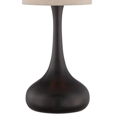 360 Lighting Modern Table Lamp 24.5" High Espresso Bronze Metal Droplet Linen Cylinder Shade For Living Room Family Bedroom Bedside Office 2 360 Lighting Modern Table Lamp 24.5" High Espresso Bronze Metal Droplet Linen Cylinder Shade For Living Room Family Bedroom Bedside Office - Image 2