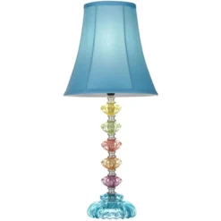 360 Lighting Bohemian Country Cottage Accent Table Lamp 21" High Teal Blue Stacked Glass For Bedroom Living Room Bedside Nightstand Office Kids Family -Outlet 360 Lighting Store GUEST 7dfc0313 74f3 4054 ad71 3143abd876df