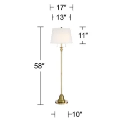 360 Lighting Spenser Vintage Floor Lamp 58" Tall Brushed Antique Brass Metal Off White Linen Drum Shade For Living Room Bedroom Office House Home -Outlet 360 Lighting Store GUEST 7f850d7b 2807 443a ad60 83269be3ccee