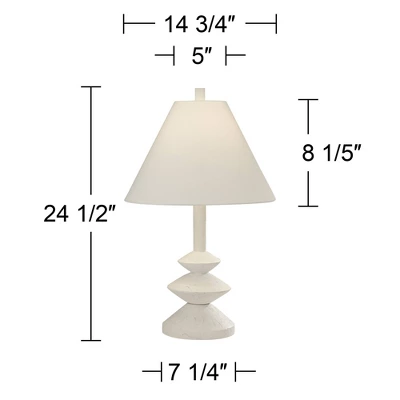 360 Lighting Modern Table Lamps 24 1/2" High Set Of 2 White Sculpture Fabric Cone Shade For Bedroom Living Room House Home Bedside Nightstand Office 8 360 Lighting Modern Table Lamps 24 1/2" High Set Of 2 White Sculpture Fabric Cone Shade For Bedroom Living Room House Home Bedside Nightstand Office - Image 8