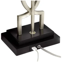 360 Lighting Evan Modern Table Lamps 28 1/2" Tall Set Of 2 Brushed Nickel With USB Charging Port White Rectangular Shade For Bedroom Living Room House -Outlet 360 Lighting Store GUEST 8298a5c0 ffdf 4e7e 84bb 74734c13145f