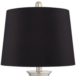 360 Lighting Seymore Modern Table Lamps 26" High Set Of 2 Silver With USB Charging Port LED Touch On Off Black Faux Silk Drum Shade For Bedroom Desk -Outlet 360 Lighting Store GUEST 83393dd1 3975 43ce 8b86 73cddd954b2f