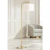 360 Lighting Modern Art Deco Arc Floor Lamp 64" Tall Warm Gold Metal White Fabric Drum Shade For Living Room Reading Family Bedroom Office House Home
