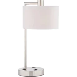 360 Lighting Colby Modern Desk Lamps 21" High Set Of 2 Brushed Nickel With USB And AC Power Outlet In Base White Linen Drum Shade For Bedroom Office -Outlet 360 Lighting Store GUEST 86792dc3 db4e 49d0 bc61 cc6c9a1e23d5
