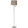 360 Lighting Modern Floor Lamp Swing Arm 60.5" Tall Brushed Nickel Natural Linen Drum Shade For Living Room Reading Bedroom Office