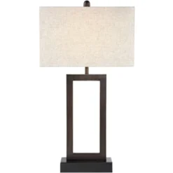 360 Lighting Todd Modern Table Lamp 30" Tall Bronze Rectangular With USB And AC Power Outlet In Base Oatmeal Fabric Shade For Living Room Office House -Outlet 360 Lighting Store GUEST 88c48b35 5866 4ecf 989b 2effcd69a98c