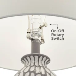 360 Lighting Carlton Modern Table Lamps 28 1/4" Tall Set Of 2 Gray Wash Off White Fabric Drum Shade For Bedroom Living Room Bedside Nightstand Office -Outlet 360 Lighting Store GUEST 89972654 ffcd 40a3 95cd 26d0c7caec88