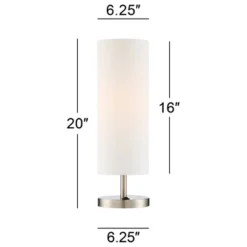 360 Lighting Heyburn Modern Accent Table Lamps 20" High Set Of 2 Brushed Nickel With USB And AC Power Outlet In Base White Cylinder Shade For Desk -Outlet 360 Lighting Store GUEST 89d7f214 91dc 4c97 977e 2ec9aade07fd