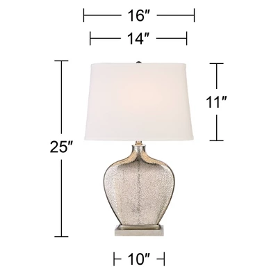 360 Lighting Axel Modern Table Lamps 25" High Set Of 2 Mercury Glass With Dimmers White Fabric Drum Shade For Bedroom Living Room Bedside Nightstand 7 360 Lighting Axel Modern Table Lamps 25" High Set Of 2 Mercury Glass With Dimmers White Fabric Drum Shade For Bedroom Living Room Bedside Nightstand - Image 7