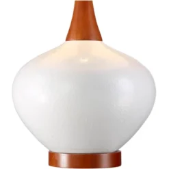 360 Lighting Brice Modern Mid Century Accent Table Lamp 23" High Ivory Ceramic Wood Neck Off White Drum Shade For Bedroom Living Room Bedside Office -Outlet 360 Lighting Store GUEST 8aa88849 cc3b 4fbb bdeb d4785430dc77