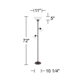 360 Lighting Riley Rustic Farmhouse Torchiere Floor Lamp With Side Lights 72" Tall Painted Bronze Metal Clear Glass Shade For Living Room Reading Home -Outlet 360 Lighting Store GUEST 8b7d0437 14cb 4af0 a663 838ef08b04a1