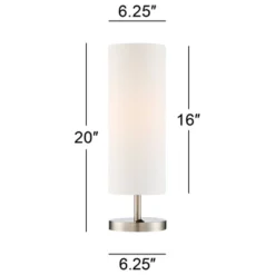 360 Lighting Heyburn Modern Accent Table Lamps 20" High Set Of 2 Brushed Nickel With USB And AC Power Outlet In Base White Cylinder Shade For Desk -Outlet 360 Lighting Store GUEST 8c9017e9 6ca9 48bc a7a5 446e5ec44230